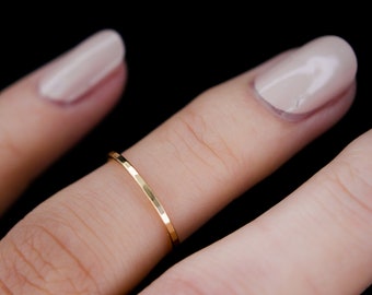 Midi Stacking Ring in Gold Fill, Ultra Thin, Medium Thick, smooth, hammered, knuckle ring, basic, stackable rings, pinkie, tiny, thin