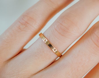 Dotted Mirror Band in SOLID 14K Gold, dotted ring, bridal, wedding band, wedding ring, engagement, solid gold, Stacking Ring, notch ring