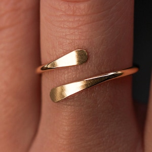 Sunburst Ring  | 14K Gold Filled | contemporary bypass thumb cuff, faceted serpent spoon-like, open adjustable band, modern custom size