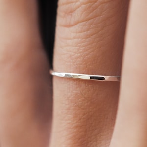 Medium Thickness Sterling Silver stacking ring, one single ring, hammered silver ring, silver stack ring, single silver ring, delicate ring Single - Hammered