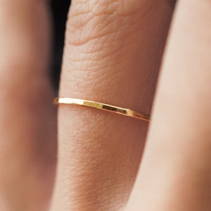 Medium Thickness Gold Stacking ring, hammered stacking ring, 14k gold filled stacking ring, 14k gold fill stackable ring, delicate gold ring