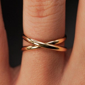 Infinity X-Ring | 14K Gold Fill, Rose or Silver | minimalist, reversible, x shape, extra thick metal, double band, two band, everyday, thumb
