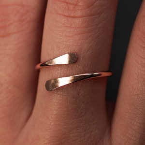 Sunburst Ring  | 14K Rose Gold Filled | contemporary bypass thumb cuff, faceted serpent spoon-like, open adjustable band, modern custom size