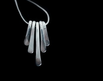 Mini Hammered Sunburst necklace in Sterling Silver, simple silver necklace, choker necklace, pendant, sterling silver, mini necklace, fringe