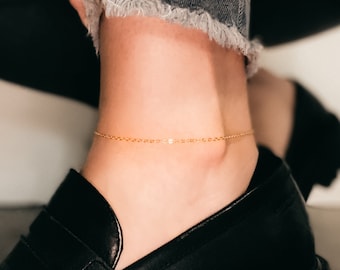 Thick Chain Anklet, 90s in 14K Gold-Fill, Rose Gold, or Sterling Silver, bold, unisex, durable, layering, stackable, sparkly cable, link