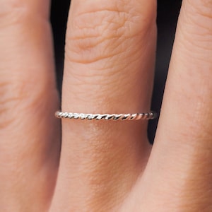 Sterling Silver Twist Ring | Thick or Thin | single textured stacking ring stackable rope 925 sterling twisted friendship ring gift for her