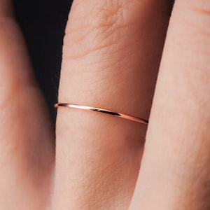 Rose Gold Ultra Thin Stacking ring, super skinny, extra thin, thinnest, slender, 14k rose gold fill, stackable, delicate, threadbare, .7mm