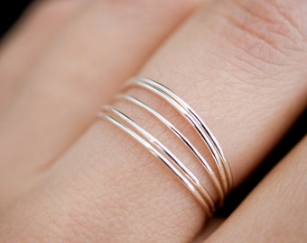 Set of 5 Ultra Thin Stacking Rings, Sterling Silver, skinny silver ring, silver rings, delicate silver ring, stacking ring, set of 5, midi