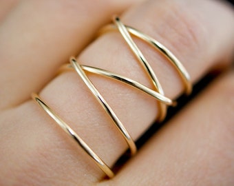 Extra Large Gold Wrap Ring, 14k gold fill wraparound ring, wrapped gold ring, gold cocktail ring, gold wrap around ring, delicate gold ring