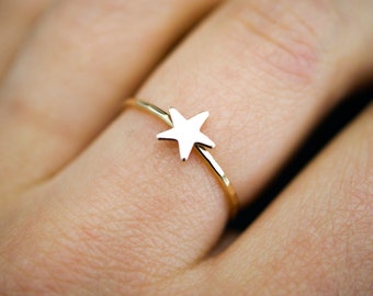 Star Ring in Silver, 14K Gold Fill, Rose Gold Fill, Thin, Galaxy, Tiny Ring, Stacking, Space, Delicate, Gift, Hammered, Nova, Nickel Free