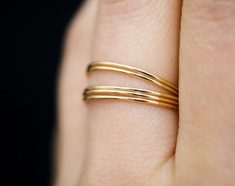 Set of 5 Gold Stacking Rings, Smooth, Ultra Thin, 14K Gold Fill, stackable ring set, skinny, gift set, five rings, custom, present idea