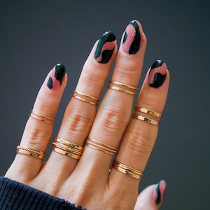Basics Gold Stacking Ring Sets, Ultra Thin, Medium, Thick, Extra Thick, Twist Rings, Stacked Sets, Styled, Minimalist Stacking rings,