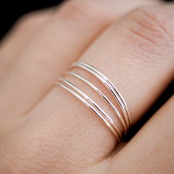 Set of 5 Ultra Thin Stacking Rings, Sterling Silver, skinny silver ring, silver rings, delicate silver ring, stacking ring, set of 5, midi