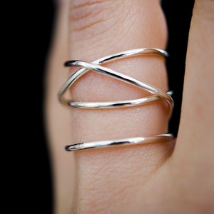 Large Wraparound ring, in 925 Sterling Silver, wrapped criss cross ring, woven ring, infinity, intertwined, overlapping, statement ring image 9