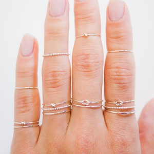 Sterling Silver Stacking Ring Sets, Ultra Thin, Knot Rings, Stacked Twist Sets, Styled, Minimalist Stacking rings, Unisex, Dainty, 925