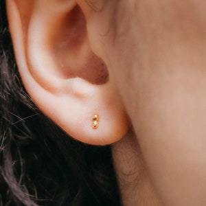 Tiny Bead Bar Stud Earrings in 14K Gold Fill, mini studs, small studs, single stud, Stud Set, Second Piercing, Dot Stud, Pebble Earring