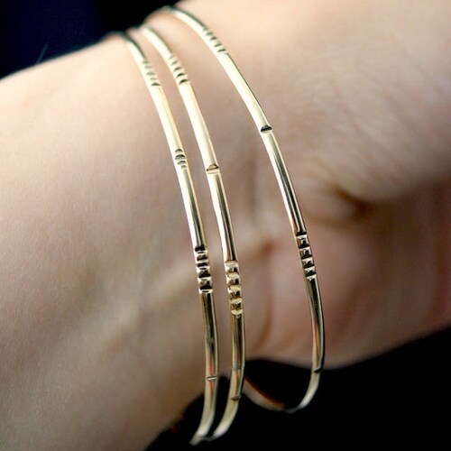 Lined Bangle in 14K Gold Fill Rose Gold Fill or Sterling Etsy