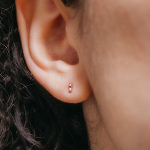 Tiny Bead Bar Stud Earrings in 14K Rose Gold Fill, Stud Set, Second Piercing, Dot Stud, Pebble Earring, mini stud, tiny earrings, rose studs