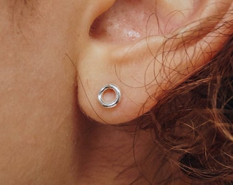 Mini Open Circle Stud earrings in Sterling Silver, circle earrings, simple sterling silver earring, circle earrings, stud earrings, tiny