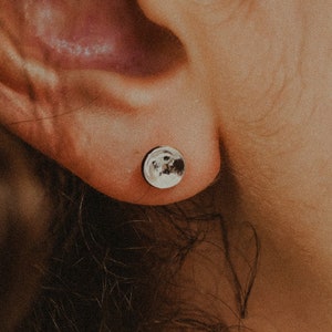 Crater Stud Earrings | 14K Gold fill, Rose, Silver | round disc shaped circle studs, subtle, minimalist, gift for mom, friends, wedding