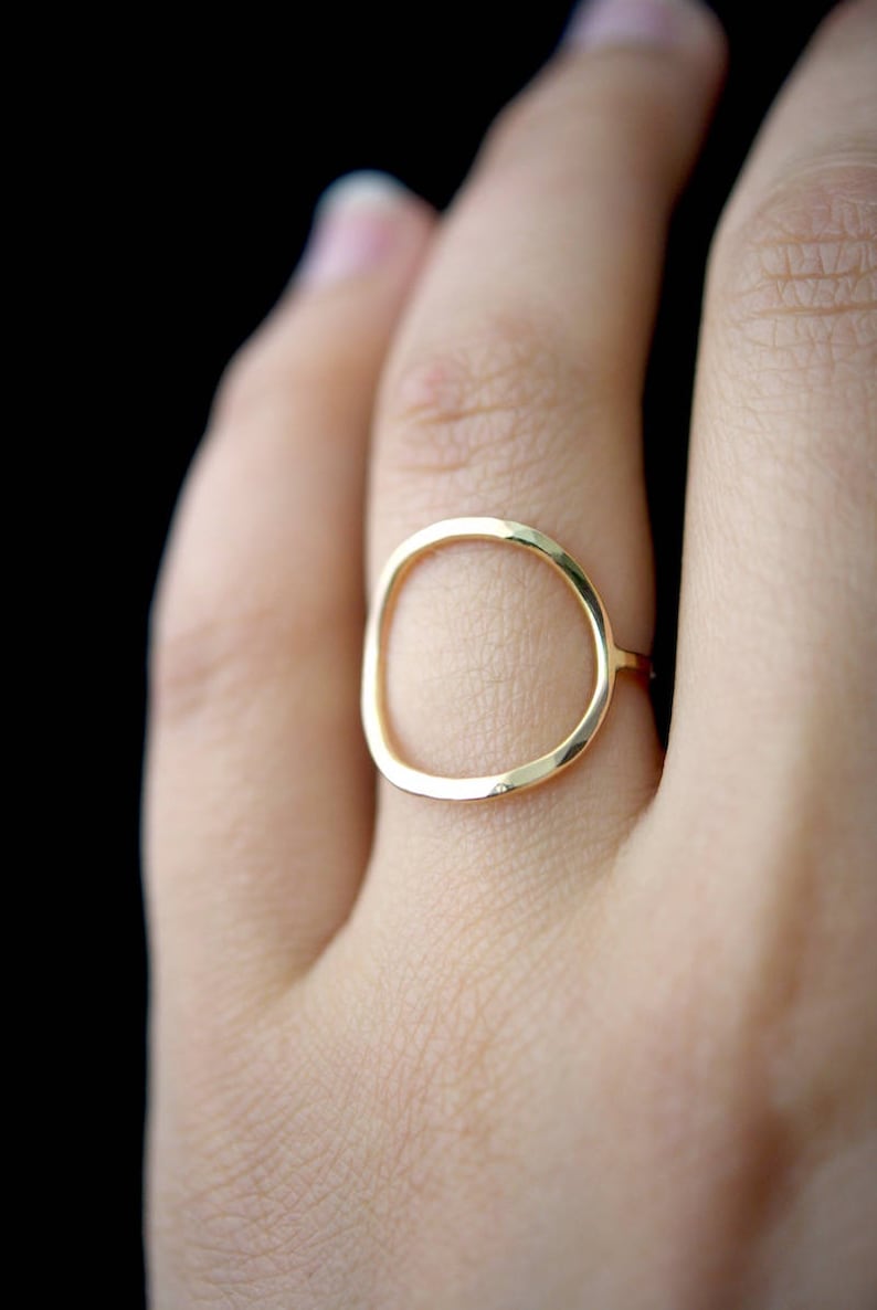 Circle Ring in 14K Gold Fill, gold circle ring, skinny or thick gold circle ring, 14k gold fill circle ring, hammered gold infinity ring image 3