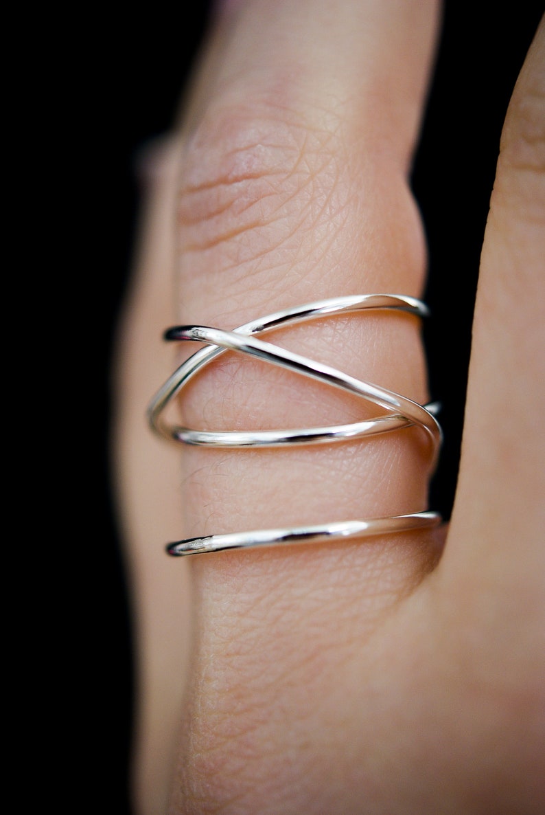 Large Wraparound ring, in 925 Sterling Silver, wrapped criss cross ring, woven ring, infinity, intertwined, overlapping, statement ring image 9