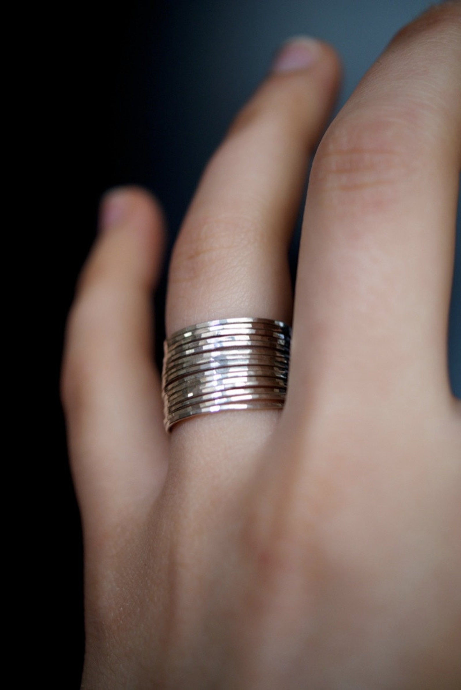 Sterling silver stacking rings set of 15 delicate silver | Etsy