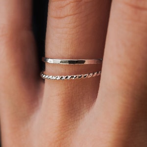 Thin Twist Stacking Set of 2 Rings in Sterling Silver, silver stack, stackable ring, sterling silver ring set, delicate ring, set of 2 Thick