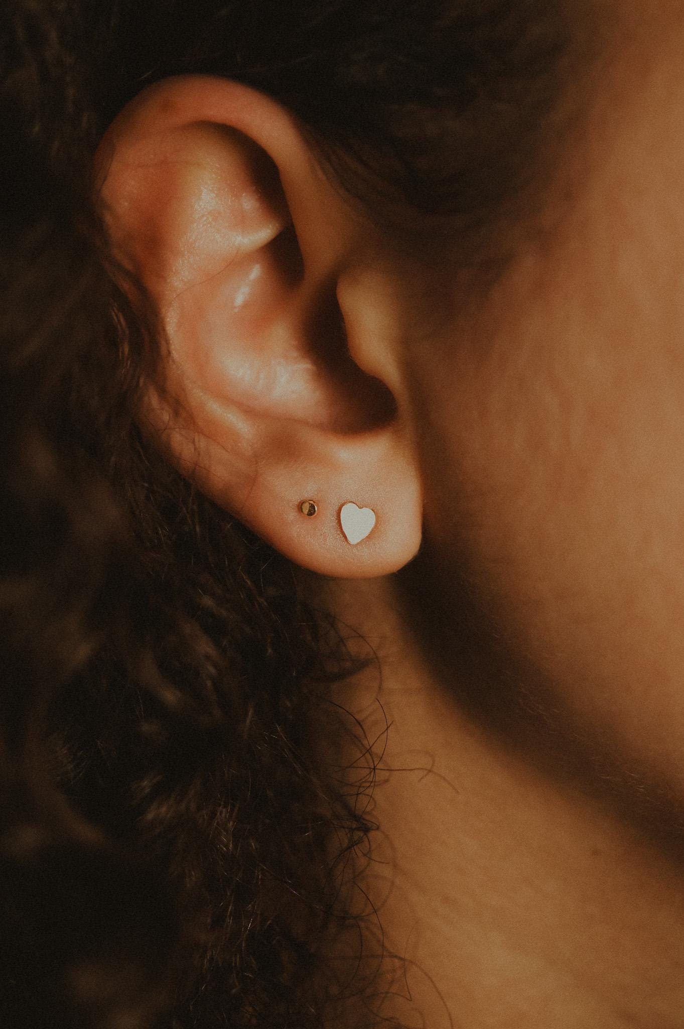 Heart Stud Earrings in 14K Gold Fill, Mini, Minimalist