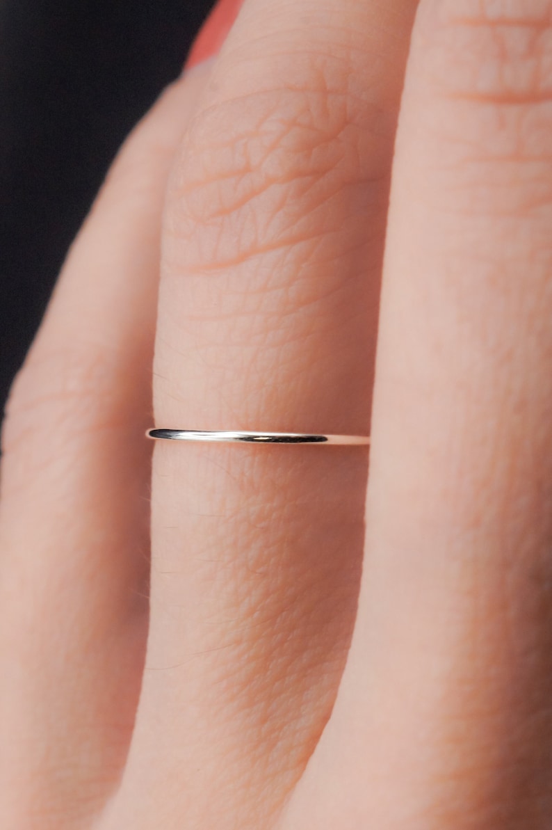 Ultra Thin Sterling Silver stacking ring, super skinny, extra thin, tiny, thinnest, silver, stackable, slender, delicate, threadbare, .7mm Single - Smooth