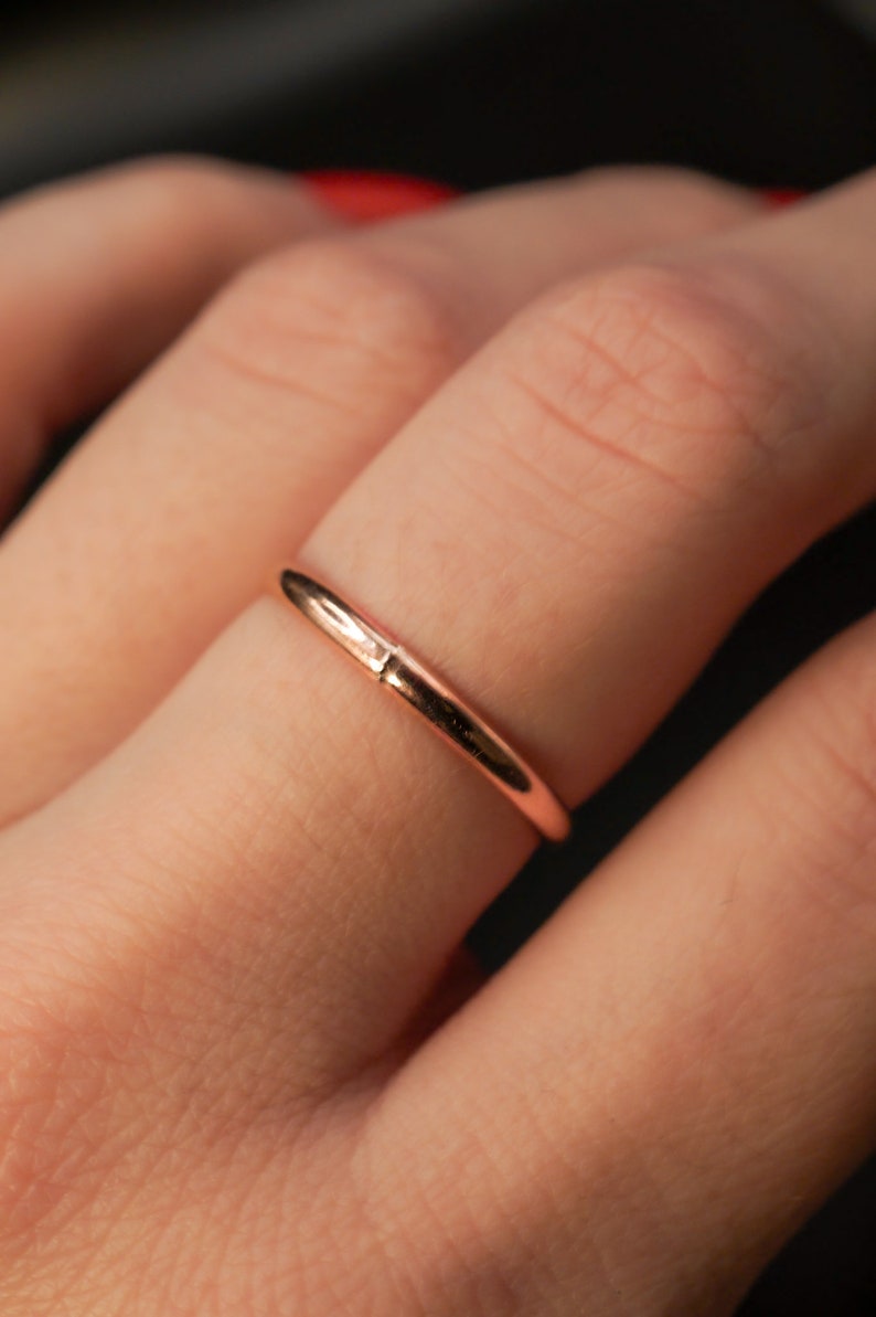 Extra Thick Rose Gold-fill Stack Ring, One Single Rose Gold-fill ring, stackable, thick, hammered rose gold fill band, new smooth finish image 9