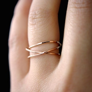 Wraparound Ring, 14K Rose Gold Fill, rose gold filled, wrapped criss cross ring, woven ring, infinity, intertwined, overlapping, texture image 7