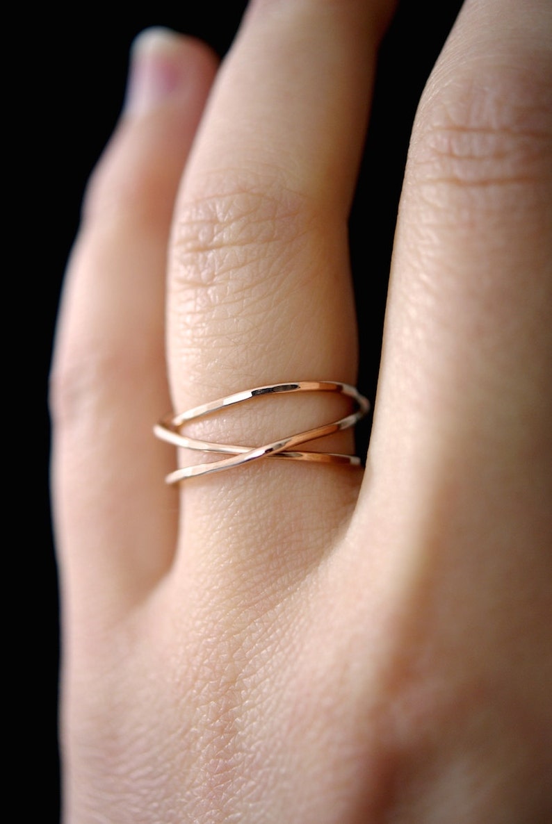 Wraparound Ring, 14K Rose Gold Fill, rose gold filled, wrapped criss cross ring, woven ring, infinity, intertwined, overlapping, texture image 7
