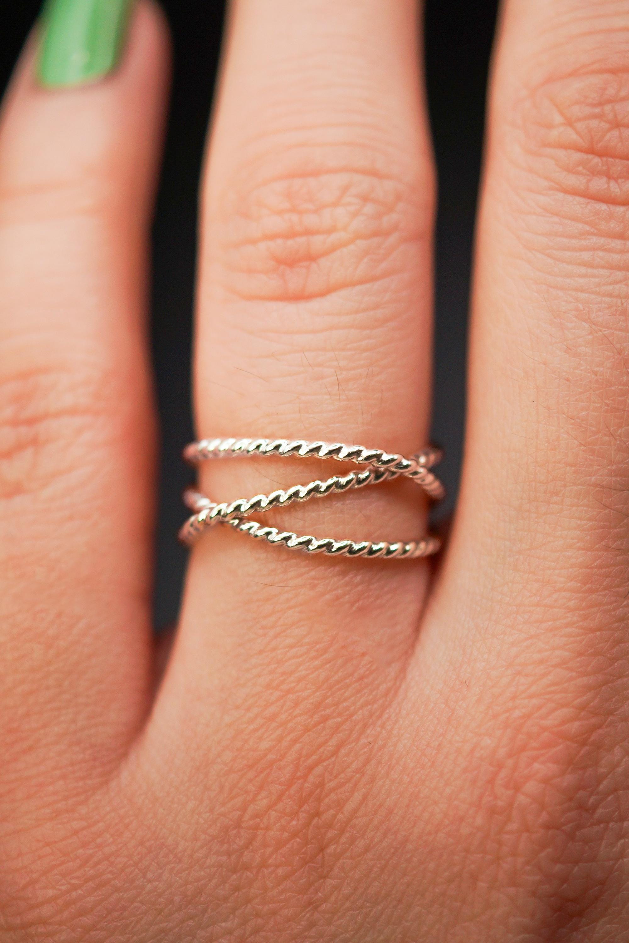 ★TOU★ [Silver925] NC016 Twist Combi Ring Sterling Silver Cubic Zirconia Twisted Eternity Ring | H.Samuel