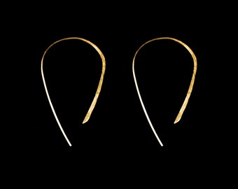 SOLID U Shaped Threader Hoops in 14K Gold or Rose Gold or 14K White Gold, threadable hammered, minimalist, Mini, Tiny or Regular, horseshoe