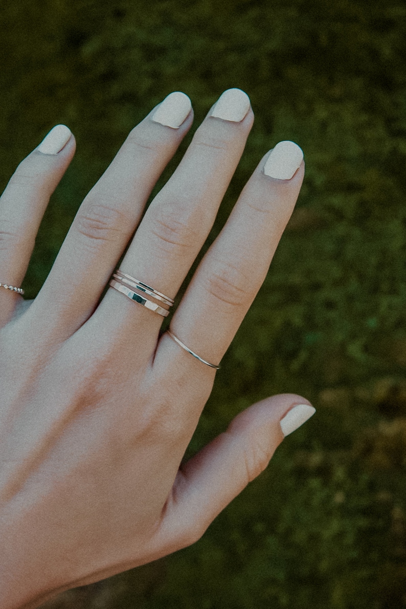 Medium Thickness Sterling Silver stacking ring, one single ring, hammered silver ring, silver stack ring, single silver ring, delicate ring image 8