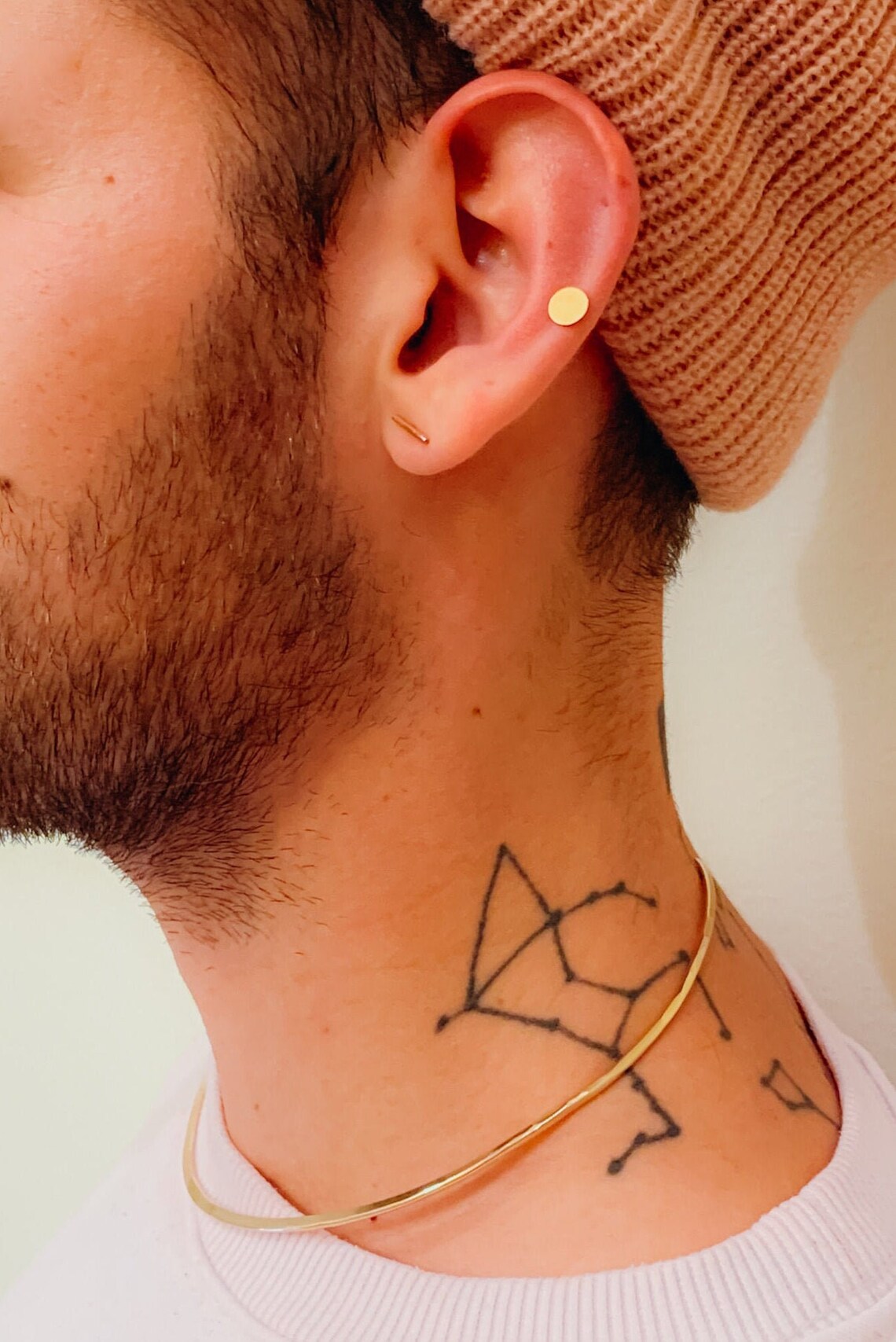 Mens Dot Stud Earrings in 14K Gold Fill Gold Circle Etsy