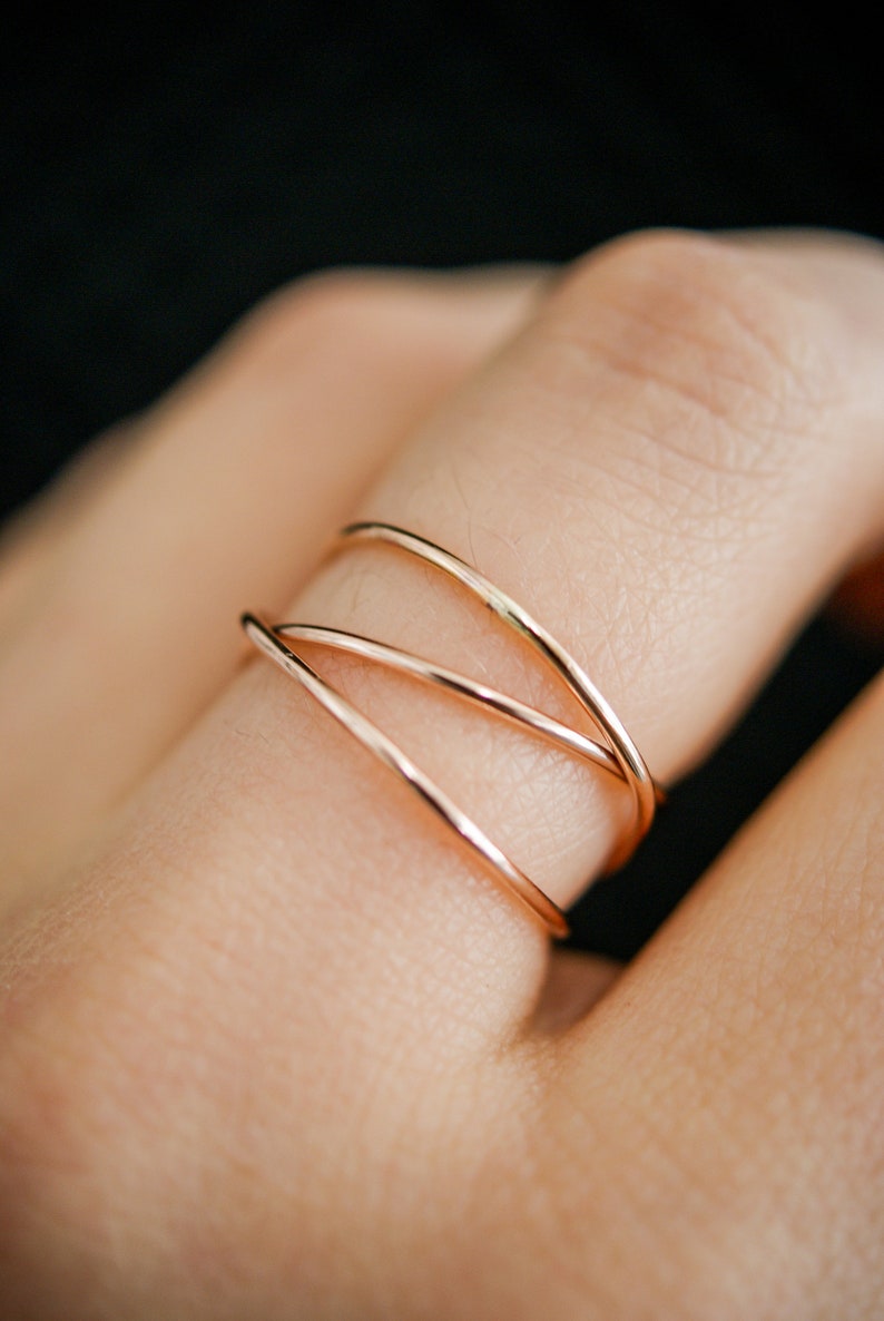 Wraparound Ring, 14K Rose Gold Fill, rose gold filled, wrapped criss cross ring, woven ring, infinity, intertwined, overlapping, texture image 1