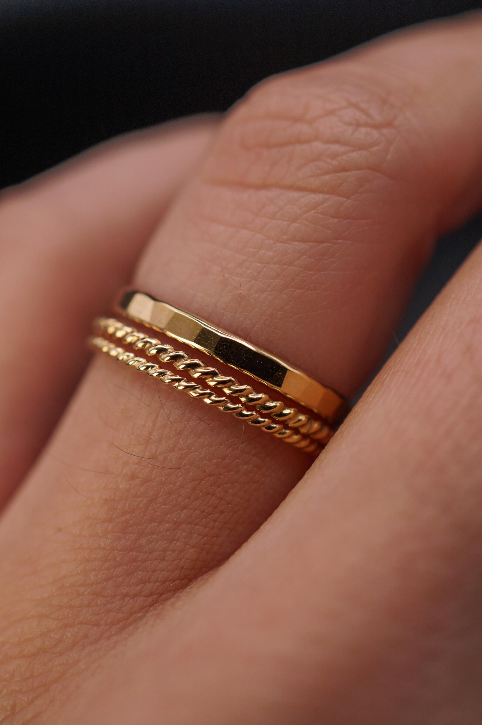 Extra Thick & Twist Set of 3 Stacking Rings | Gold, Silver or Rose ...