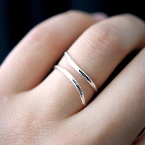 Open Curve Ring in Sterling Silver, silver wrap ring, wrapped sterling silver ring, sterling silver spiral ring, twist ring, unsoldered ring