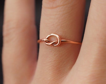 Medium Thick Open Knot Ring, small 14k rose gold fill knot ring, 14k rose gold filled ring, rose gold infinity ring, 14k gold fill knot ring