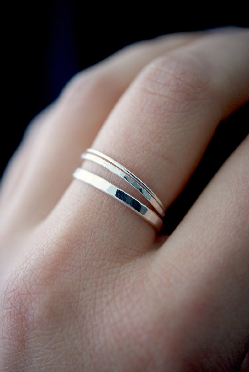 NEW Basic Set of 3 in Sterling Silver stacking rings thin Etsy