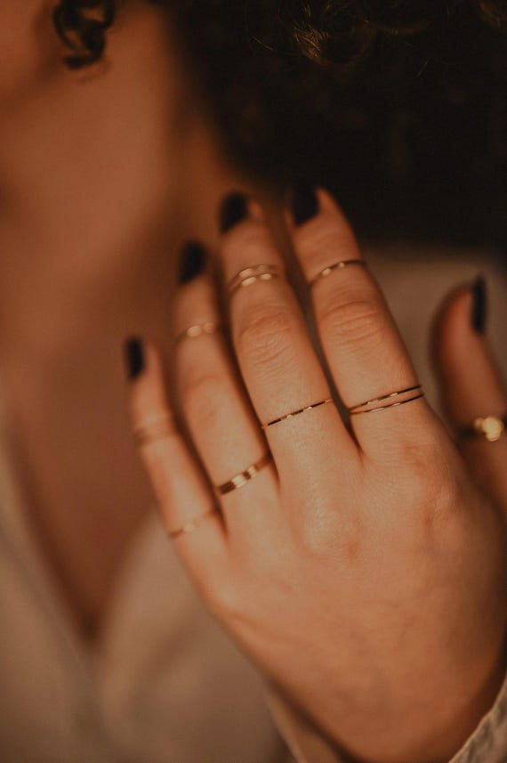 Set of 5 Ultra Thin Stacking Rings | Sterling Silver