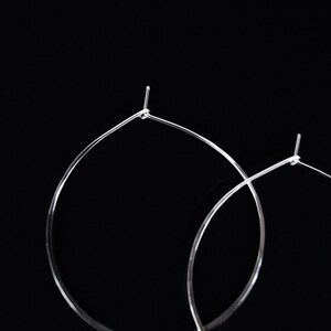 Classic Threader Hoops, Sterling Silver hoop earrings, lightweight, simple, threadable, hammered, simple, everyday small medium large, thin image 2