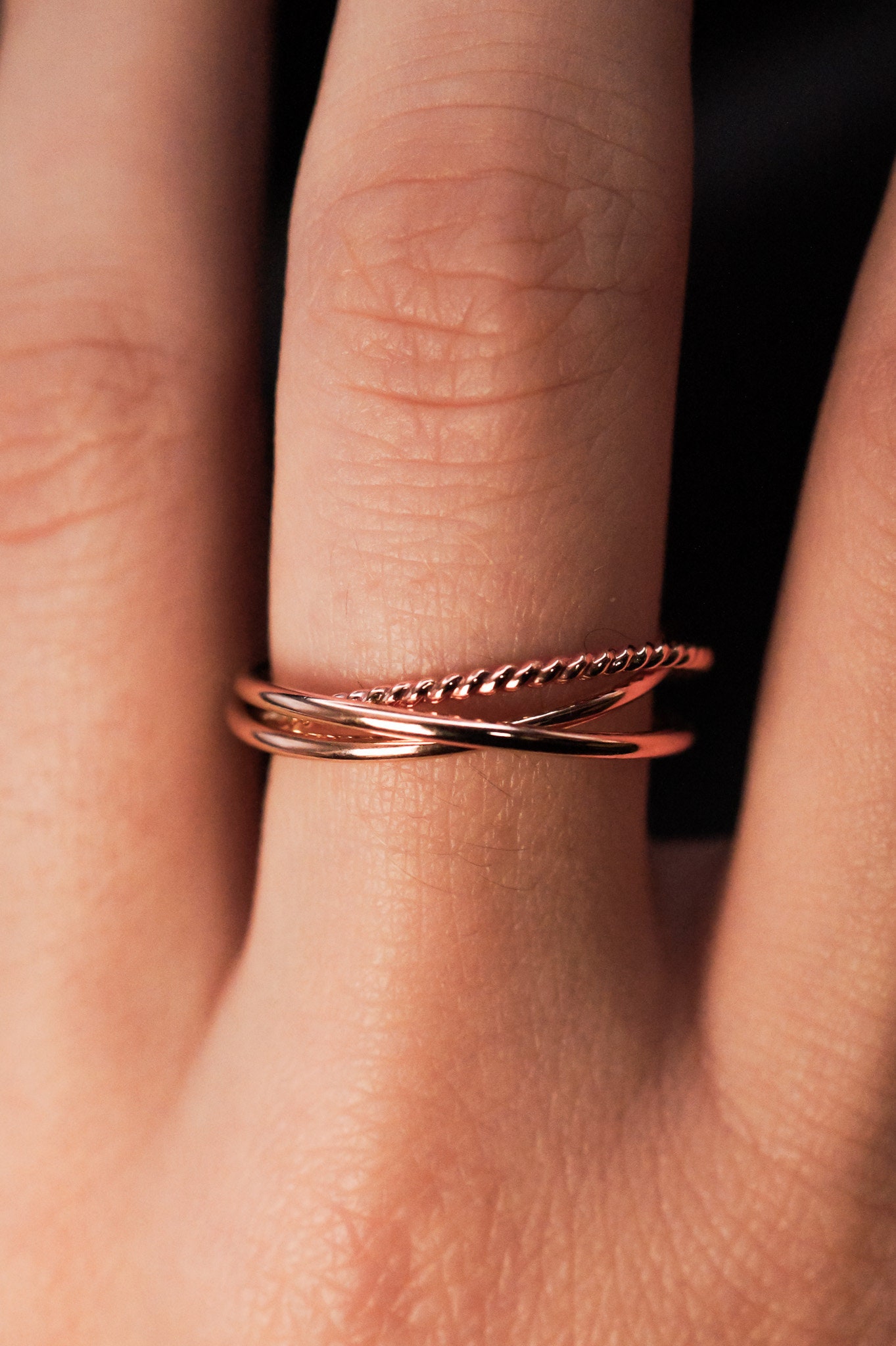 Twist Interlocking Ring Set: 14K Gold Fill, Rose Gold, Sterling