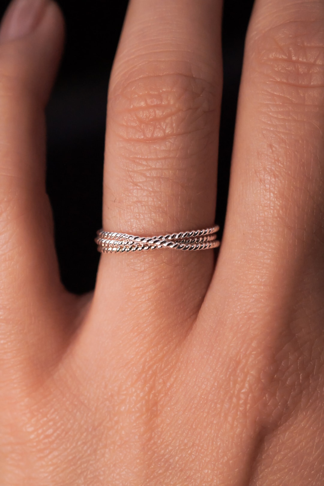 Twist Overlap Ring in Sterling Silver, Rope Textured, Bold, Unisex Twist Overlap Ring in Sterling Silver, Rope Textured, Bold, Unisex