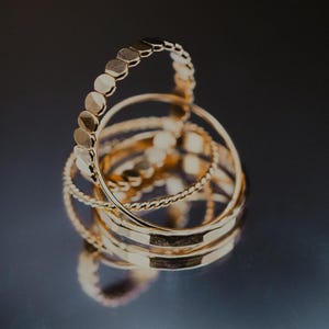 Set of 4 Bead and Twist Texture Set Stacking Rings, Extra Thick Ring ...