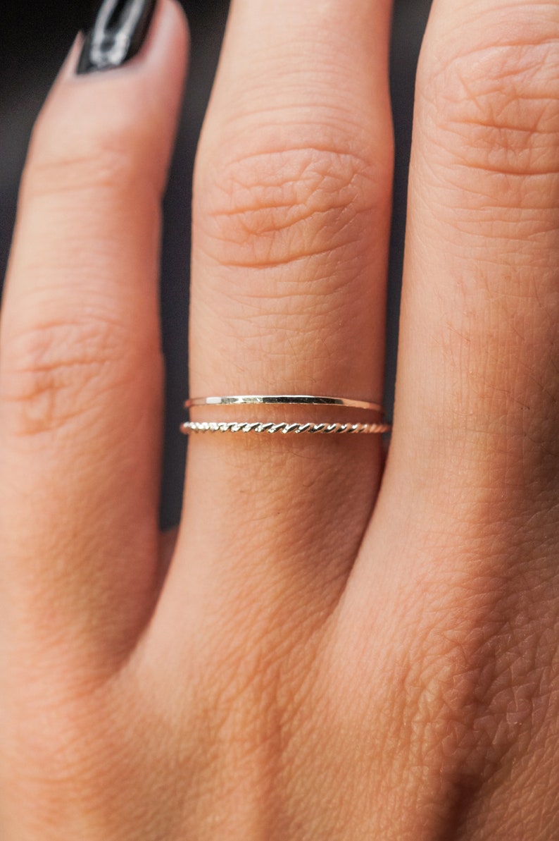 Thin Twist Stacking Set of 2 Rings in Sterling Silver, silver stack, stackable ring, sterling silver ring set, delicate ring, set of 2 image 7