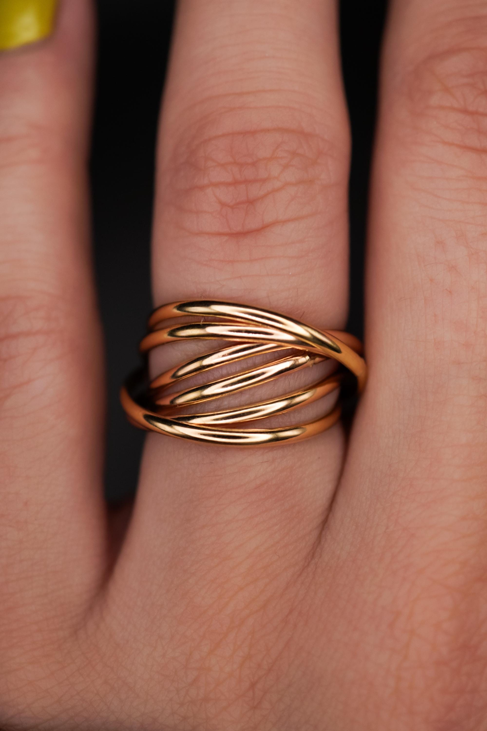 Thin Interlocking Set of 6 Rings | Rose Gold, Gold Fill, or Silver ...