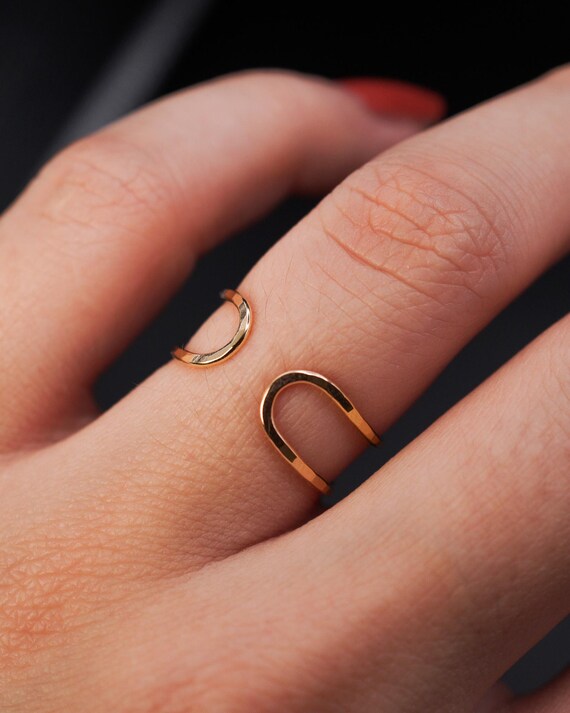 Anello Dainty Bar - Anello Impilabile, Anello Regolabile, Argento Sterling, Oro, Oro Rosa, Anello Con Barra Parallela, Anello Minimalista, Anello Lineare [454] - Italia - Foto 6